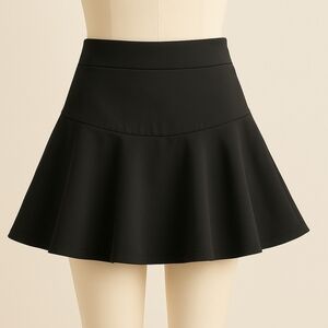WDIRARA Black Flared Skort – Size S – Built-in Shorts – New